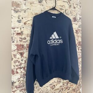 Vintage Adidas Equipment Men's blue Vintage 80’s/90s logo sweatshirt XL USA made